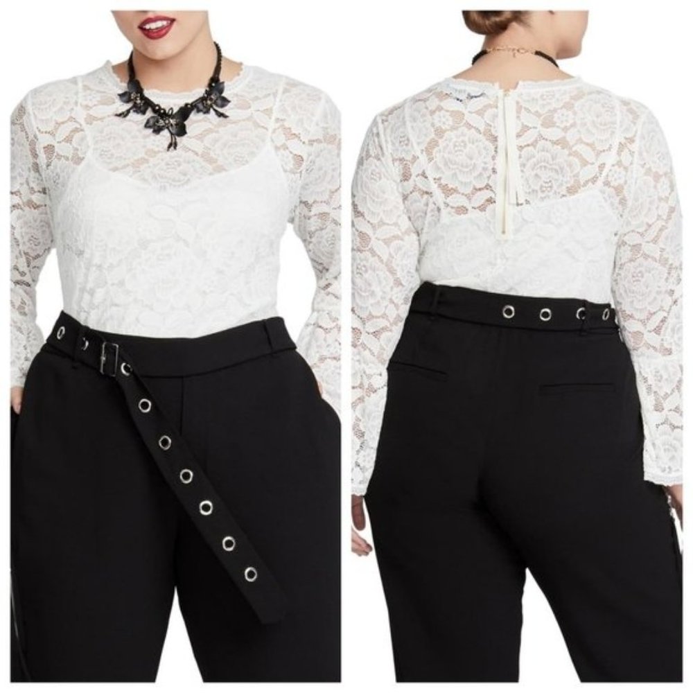 Rachel Roy Vivian Lace Bell Sleeve Blouse Top Eggshell 0X NWT - Picture 2 of 16